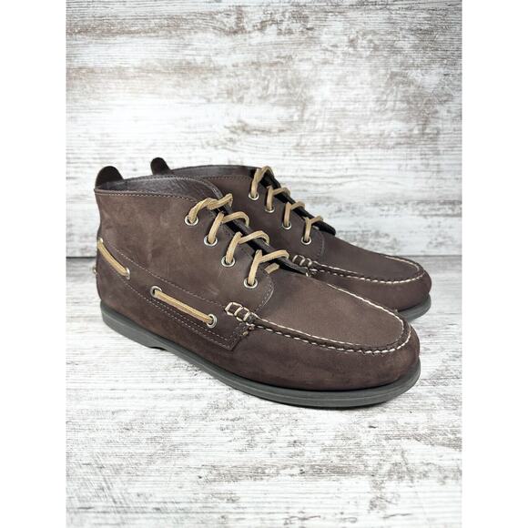 Mens J.Crew Dark Brown Leather Chukka Boat Boot Sz 8.5 - Picture 1 of 10